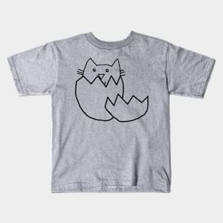 Minimal Cute Cat Hatching from Egg Kids T-Shirt